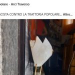 Intimidazione fascista a milano, finta molotov con immagine del duce davanti alla trattoria popolare del circolo arci traverso